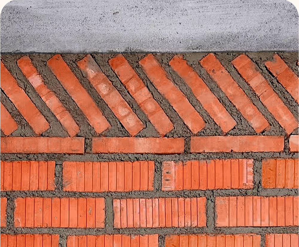 新砌墻體頂部斜磚工藝